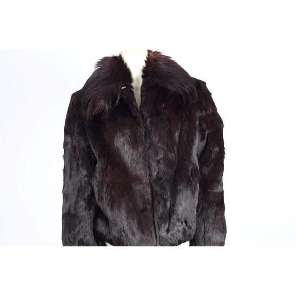 Vintage Burgundy Brown Rabbit and Goat Fur WInter Dino Ricco Coat Jacket Size M - Picture 4 of 8
